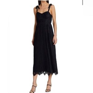Jonathan Simkhai Bonnie Silk Lace Strapless Bustier MIDI Dress.